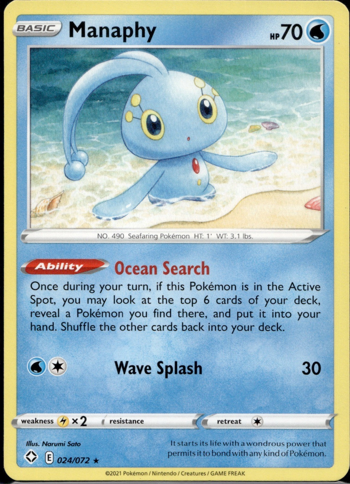 Manaphy 024/072 SHF Shining Fates Pokemon Near Mint