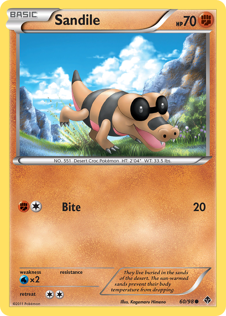 Sandile 60/98 EPO Emerging Powers Pokemon Lightly Played