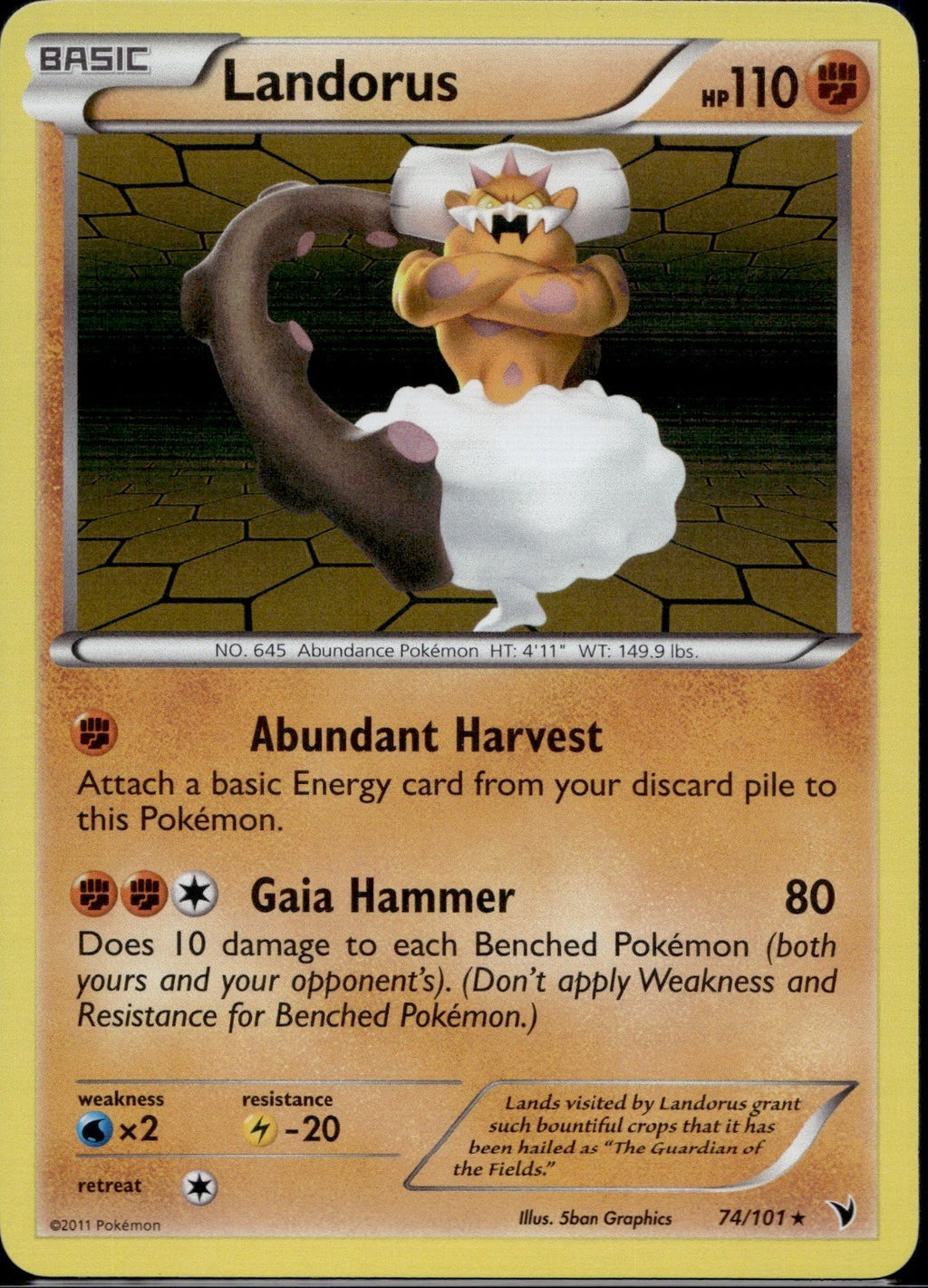 Landorus 74/101 NVI Noble Victories Pokemon Holo Near Mint