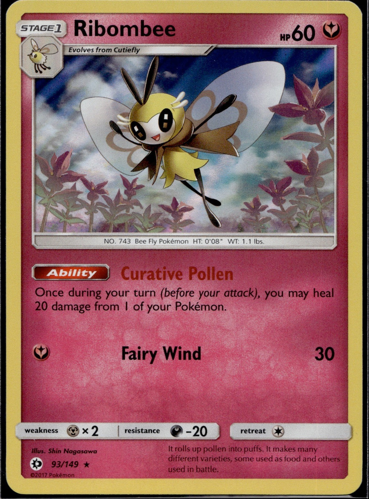 Ribombee 93/149 SM01 SM Base Set Pokemon Holo Lightly Played