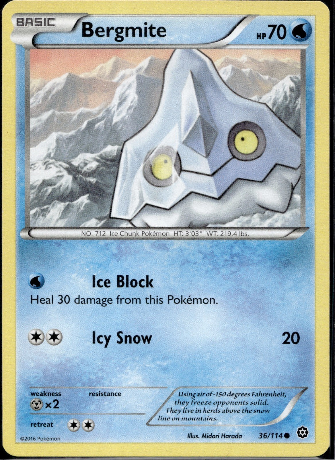 Bergmite 36/114 STS Steam Siege Pokemon Lightly Played