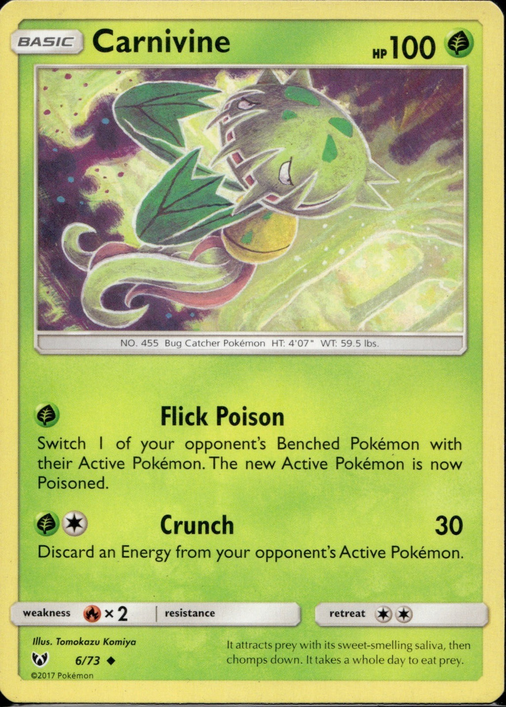 Carnivine 6/73 SLG Shining Legends Pokemon Lightly Played