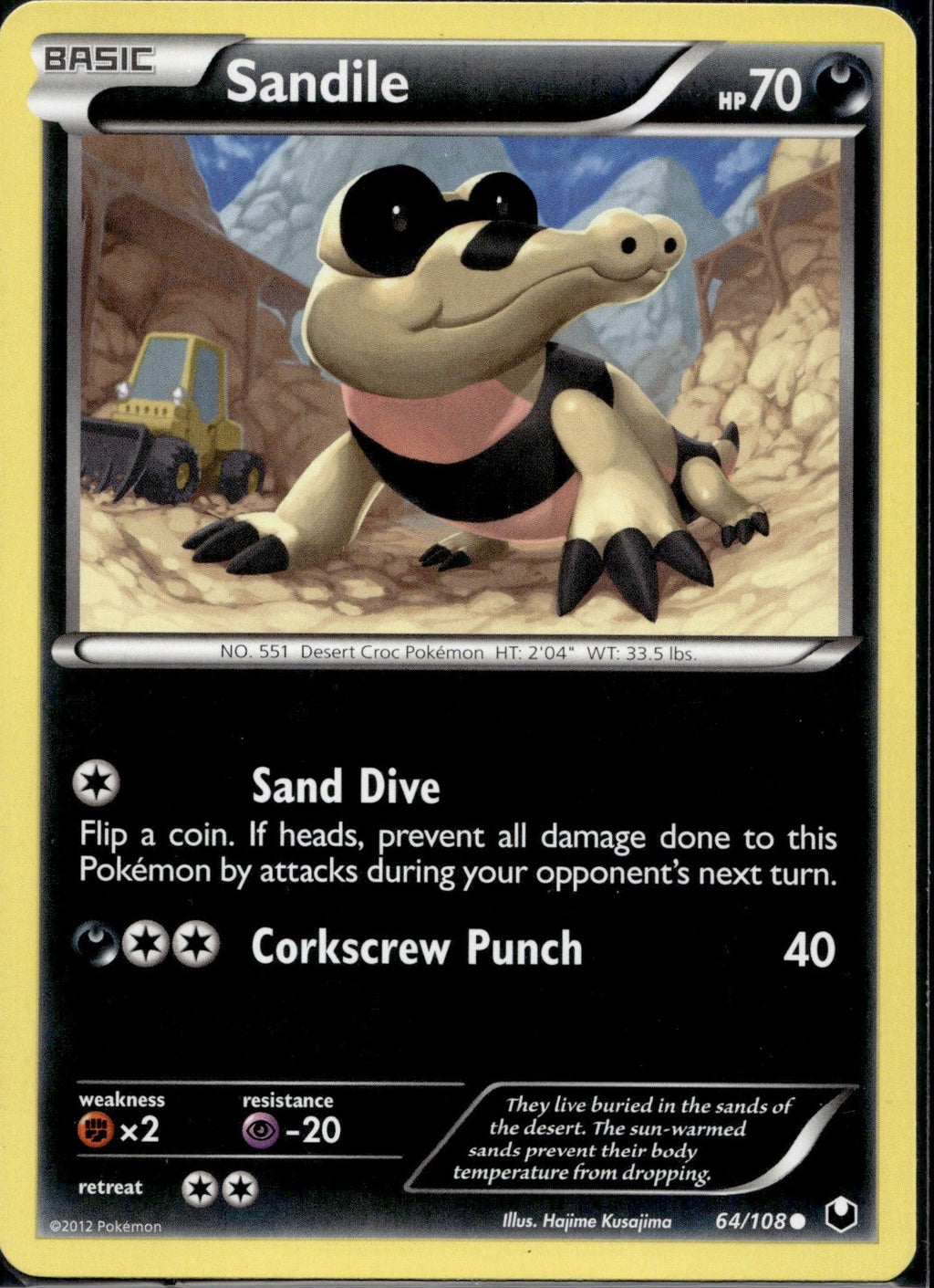 Sandile 64/108 DEX Dark Explorers Pokemon Lightly Played
