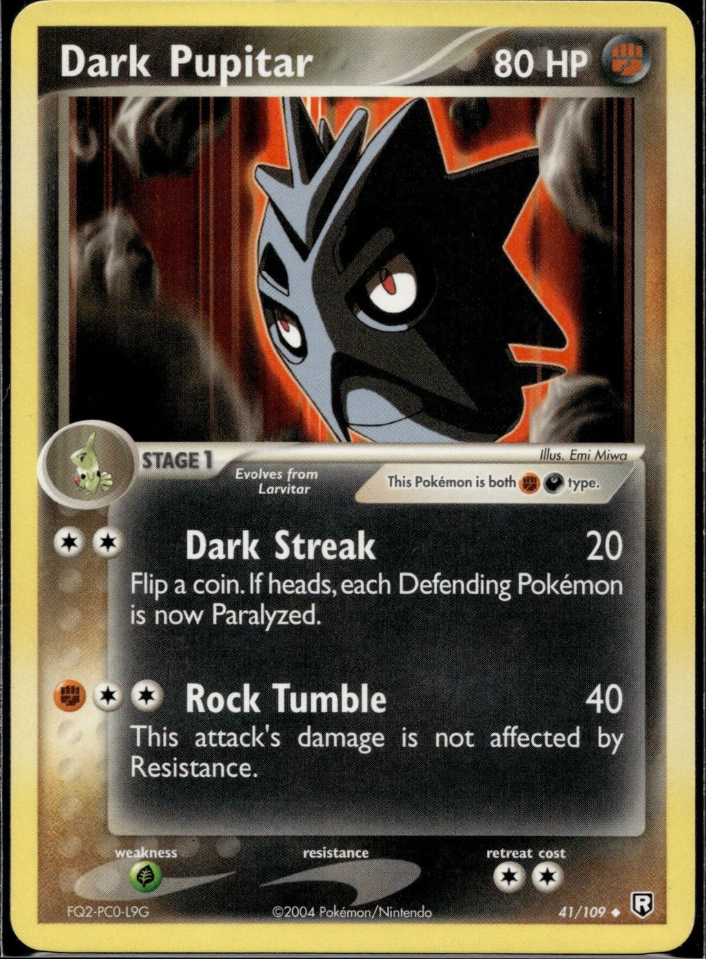 Dark Pupitar 41/109 TRR Team Rocket Returns Pokemon Lightly Played