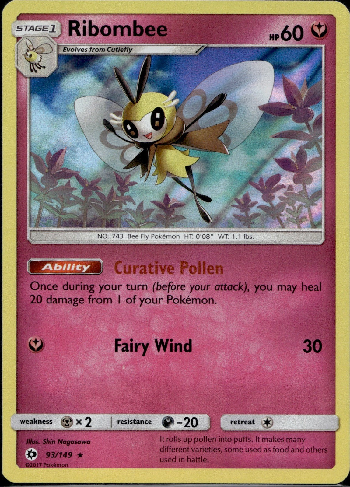 Ribombee 93/149 SM01 SM Base Set Pokemon Holo Lightly Played
