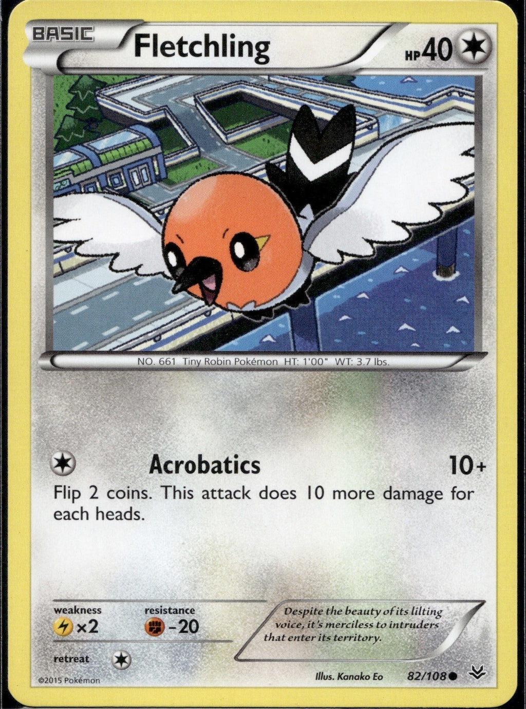 Fletchling 82/108 ROS Roaring Skies Pokemon Lightly Played
