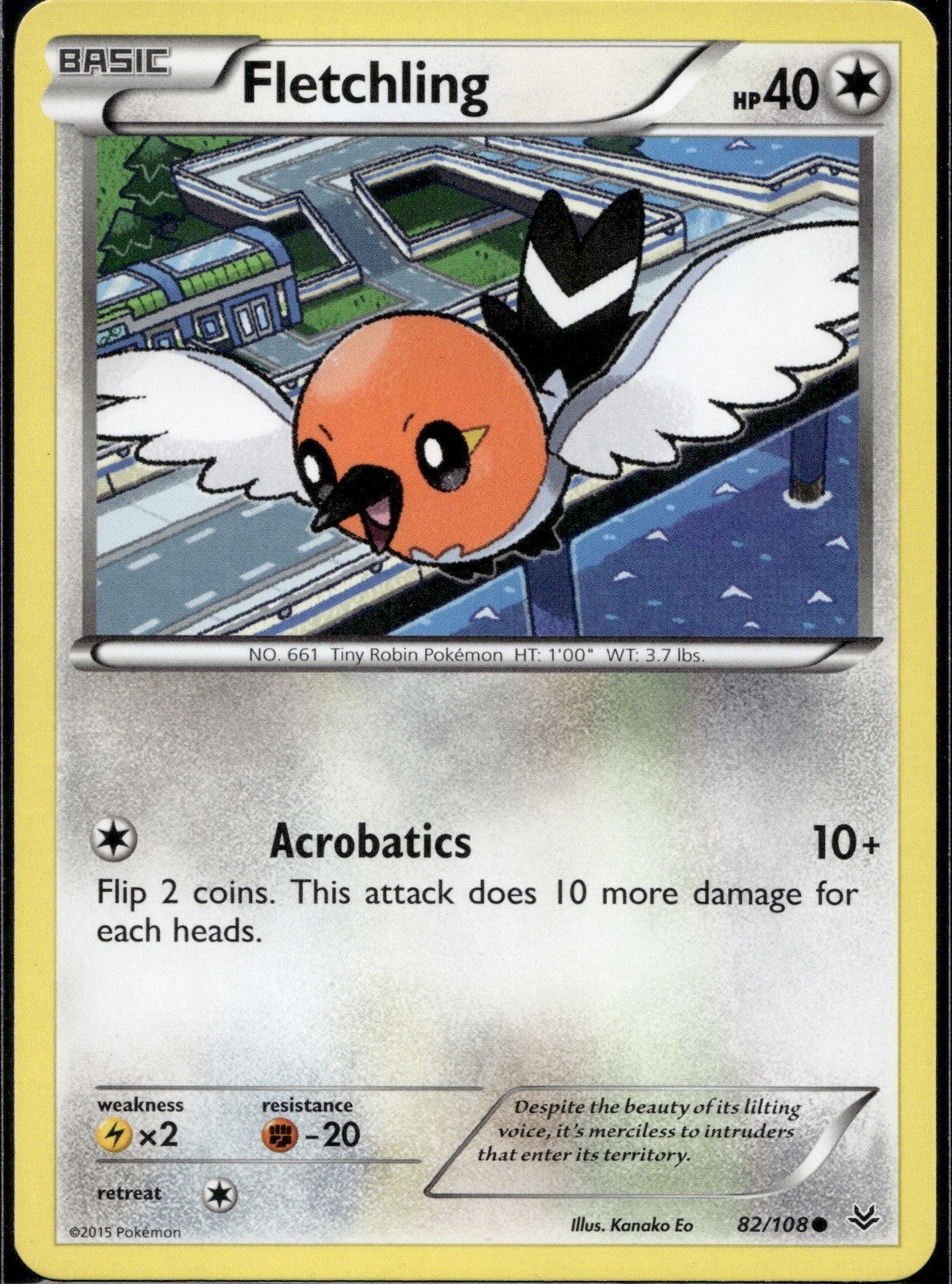 Fletchling 82/108 ROS Roaring Skies Pokemon Lightly Played