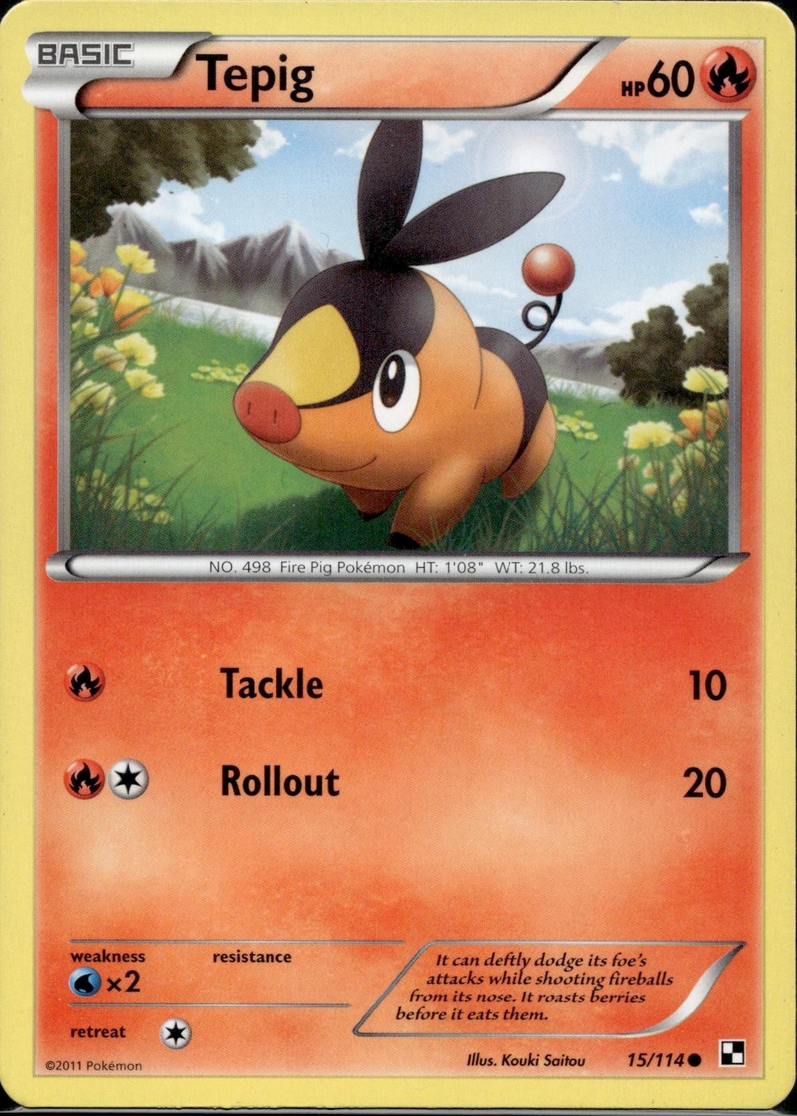 Tepig 15/114 BLW Black & White Pokemon Lightly Played