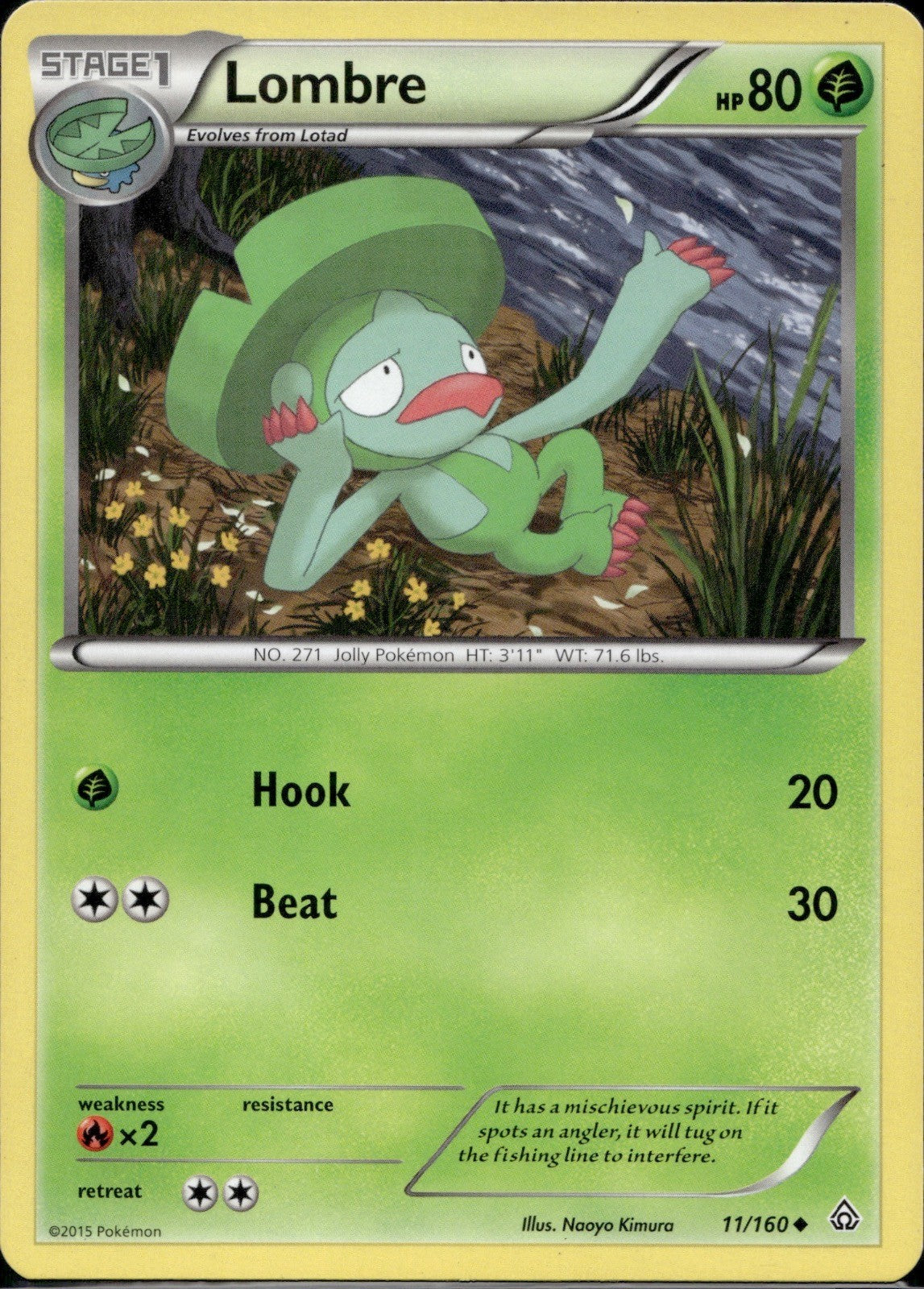 Lombre 11/160 PRC Primal Clash Pokemon Lightly Played