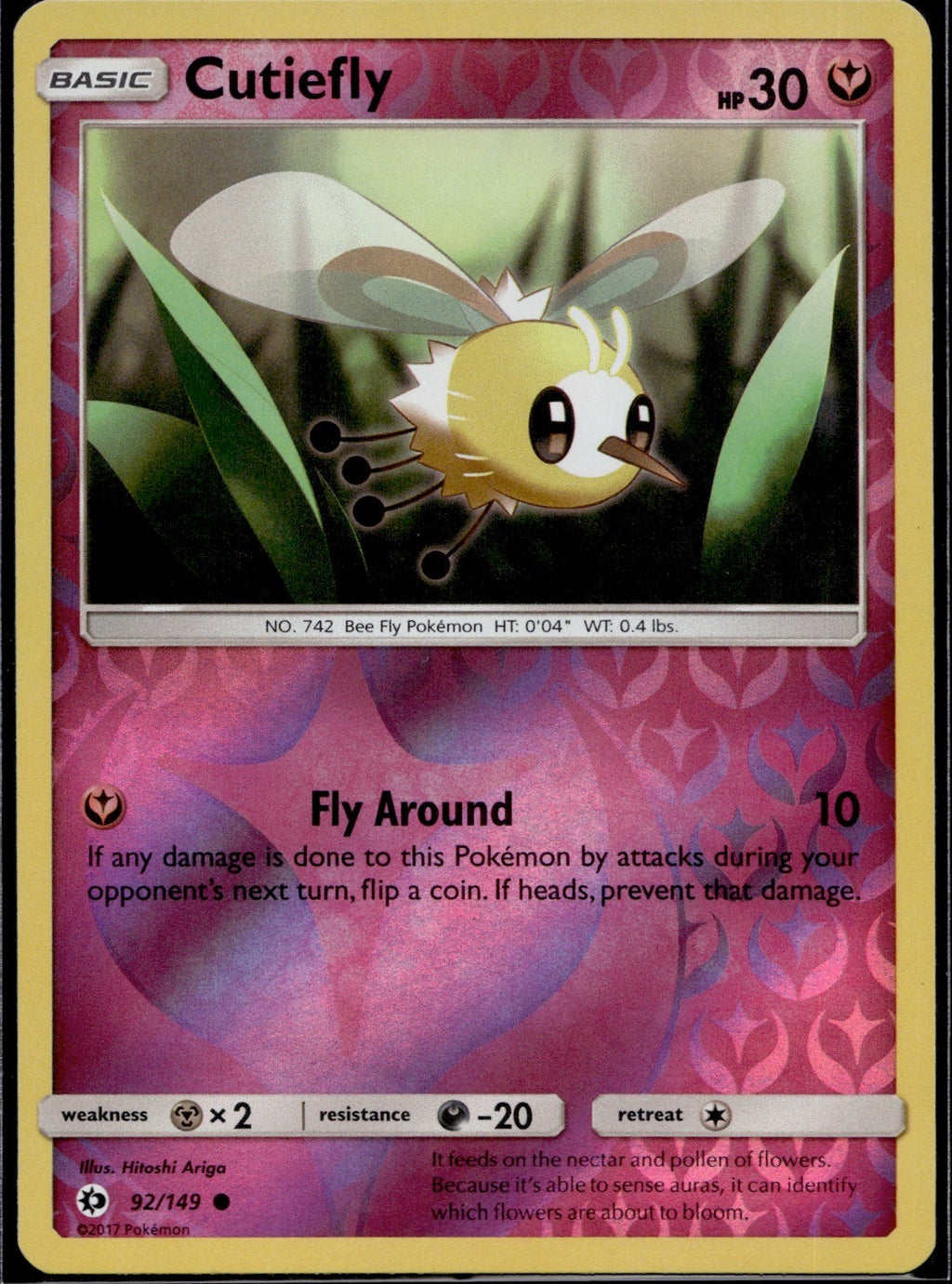 Cutiefly 92/149 SM01 SM Base Set Pokemon Reverse Holo Lightly Played
