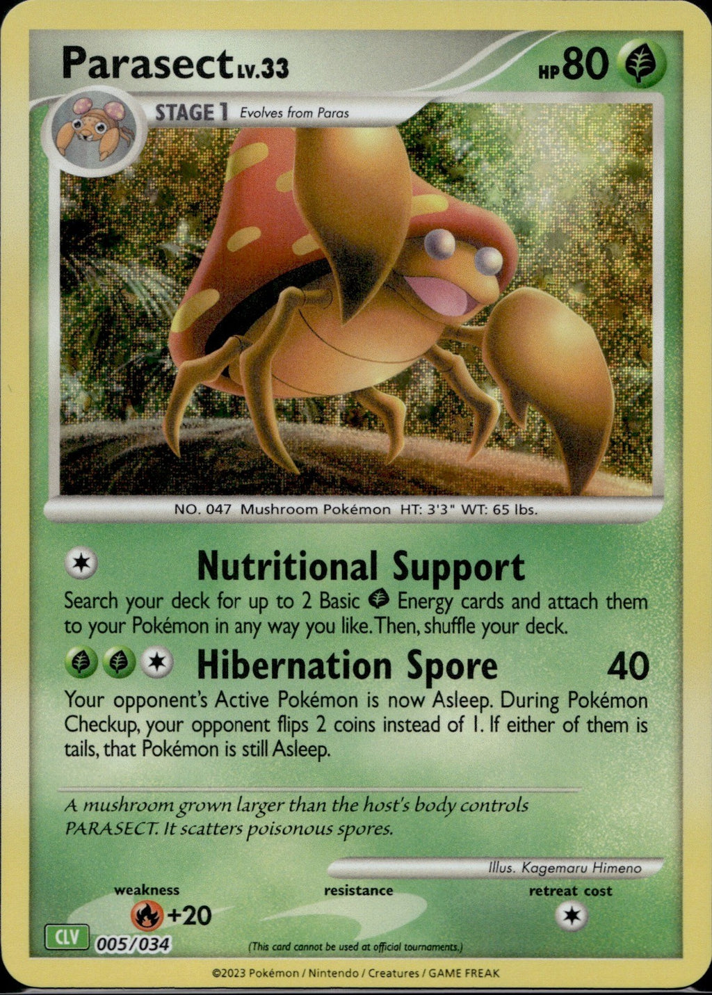 Parasect 005/034 CL Trading Card Game Classic Pokemon Holo Near Mint