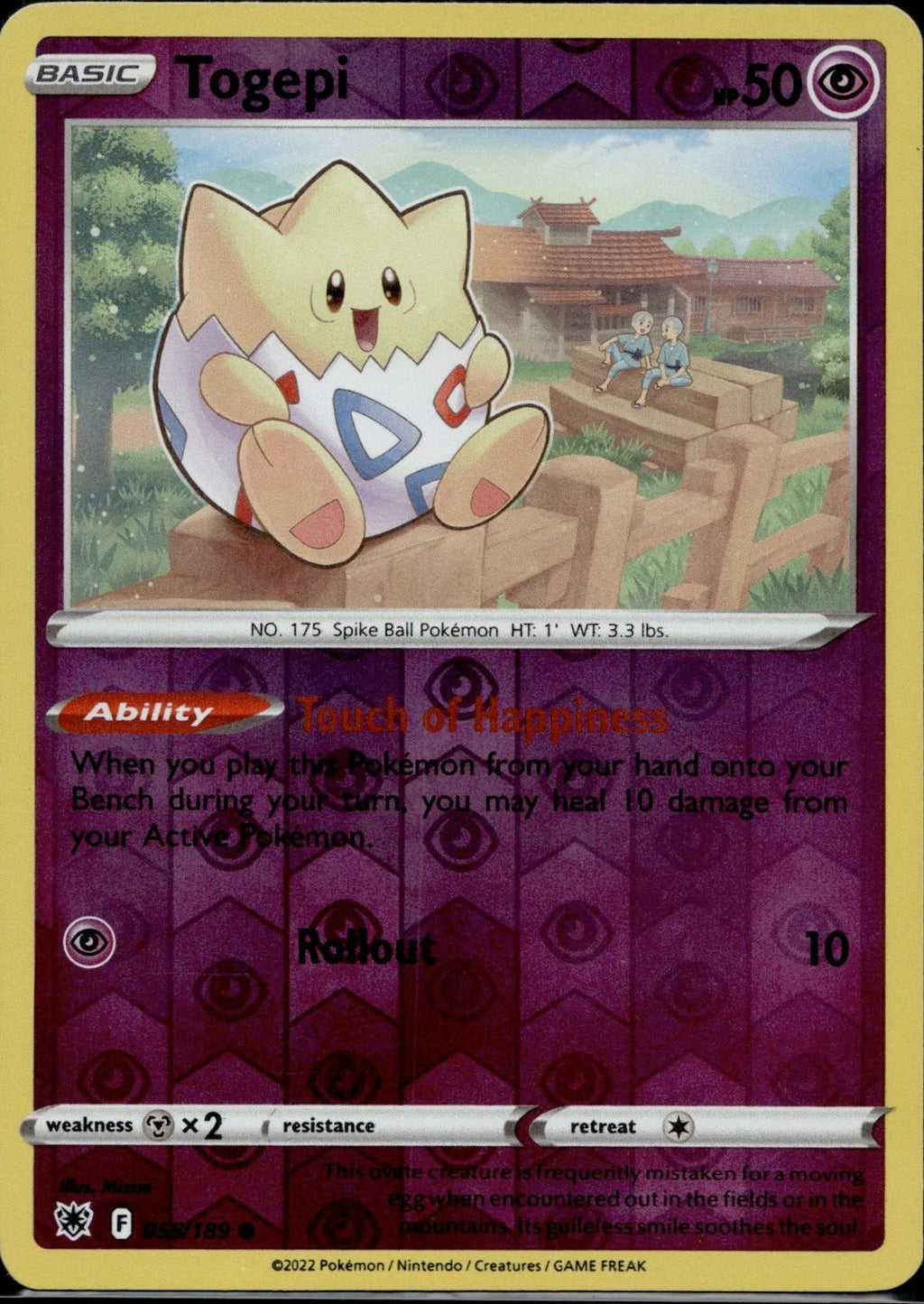 Togepi 055/189 ASR Astral Radiance Pokemon Reverse Holo Lightly Played