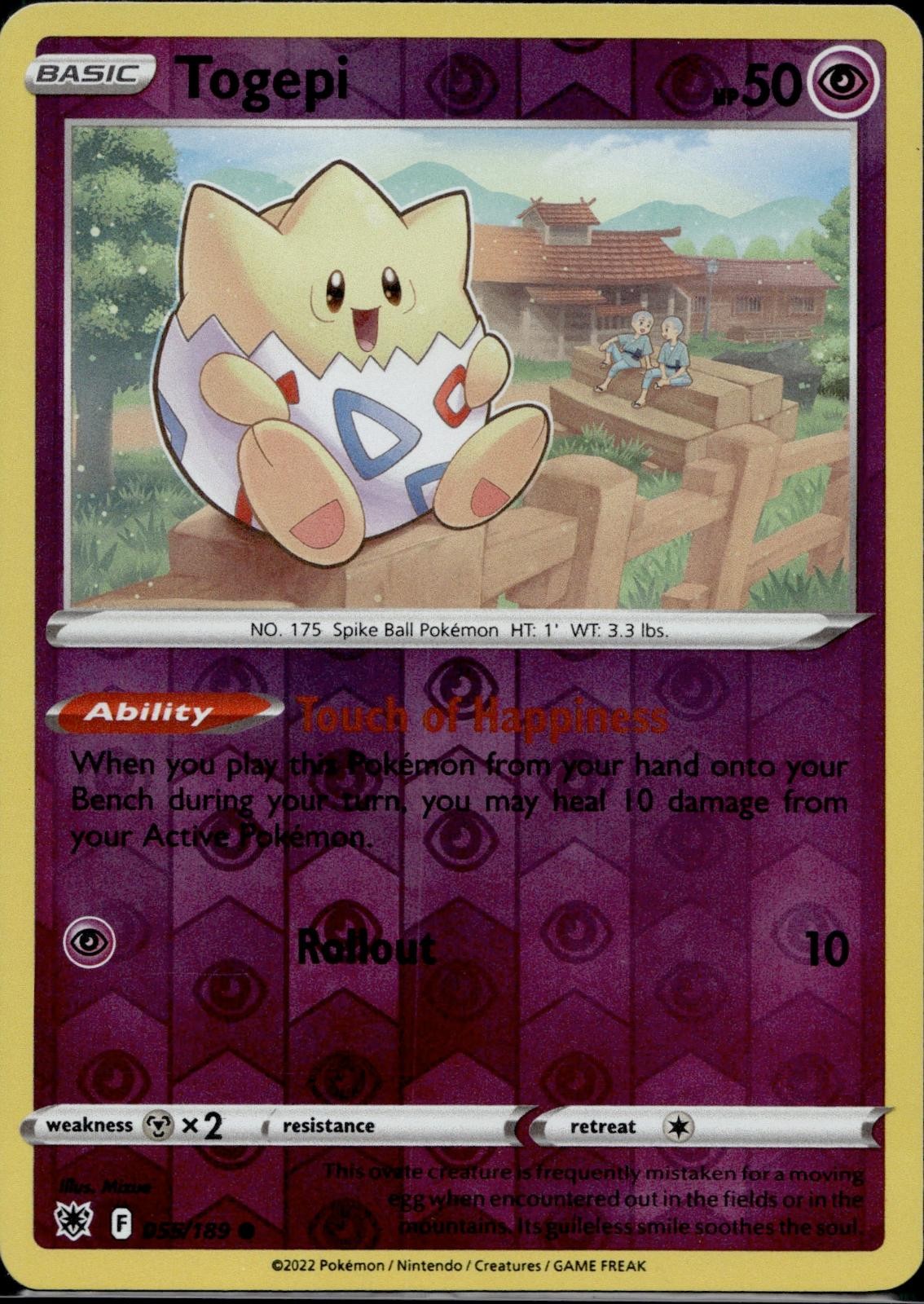 Togepi 055/189 ASR Astral Radiance Pokemon Reverse Holo Lightly Played