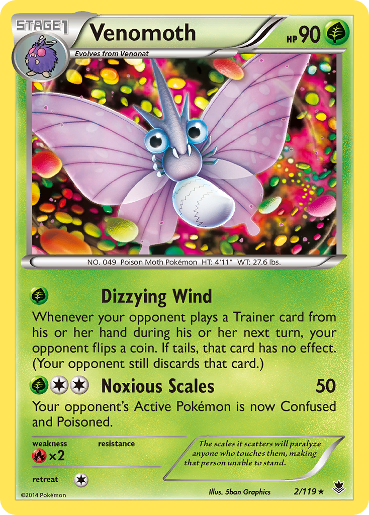 Venomoth 2/119 PHF Phantom Forces Pokemon Lightly Played