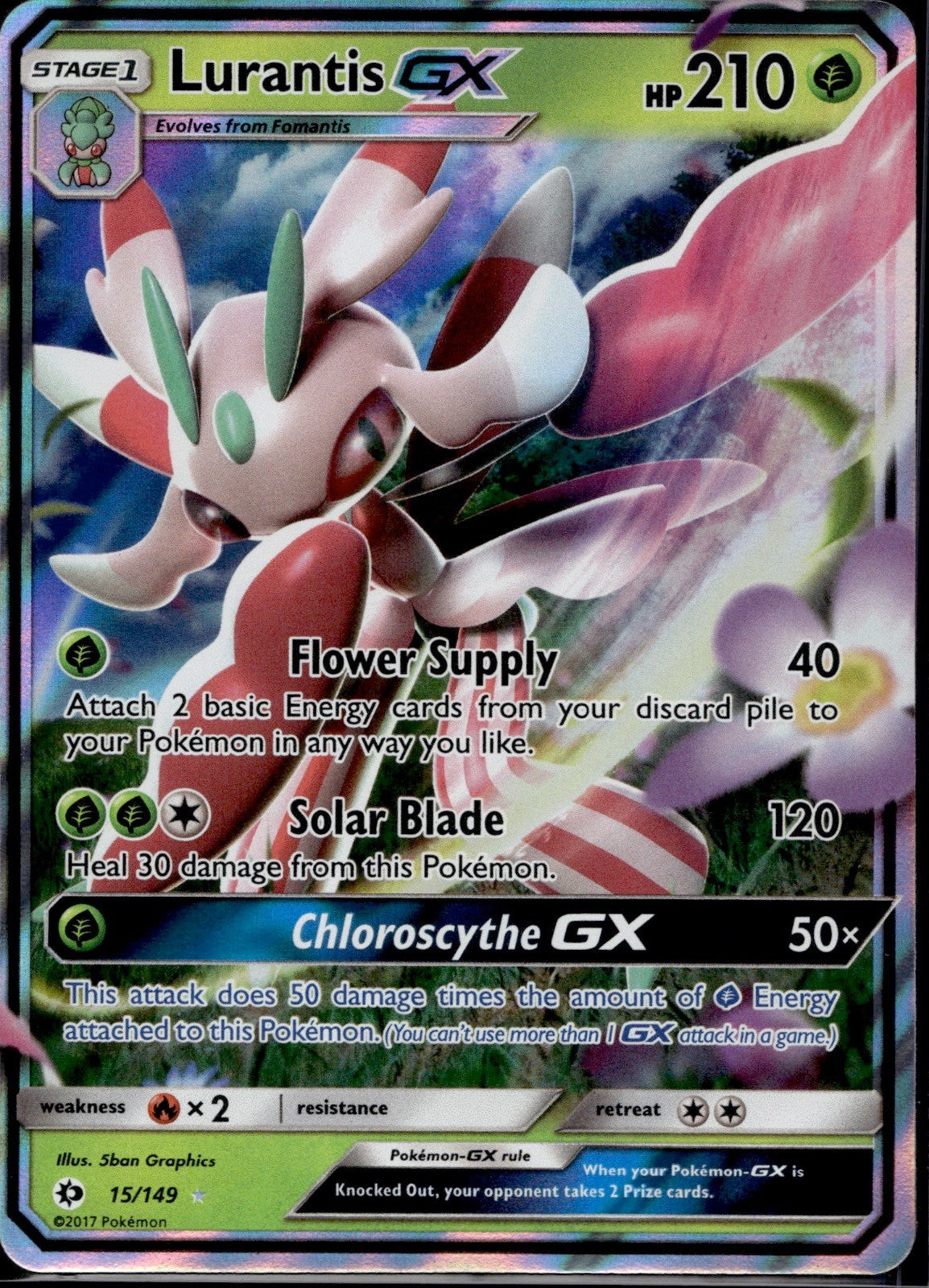 Lurantis GX 15/149 SM01 SM Base Set Pokemon Holo Near Mint