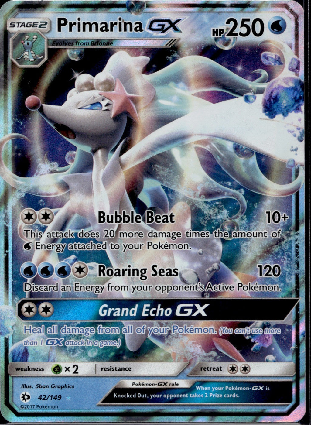 Primarina GX 42/149 SM01 SM Base Set Pokemon Holo Near Mint