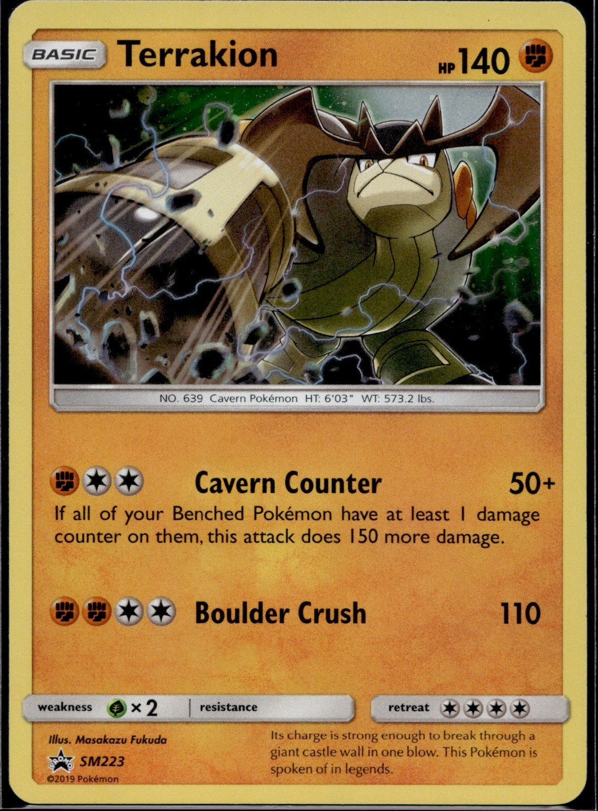 Terrakion - SM223 SMP Sun & Moon Promo Pokemon Holo Lightly Played