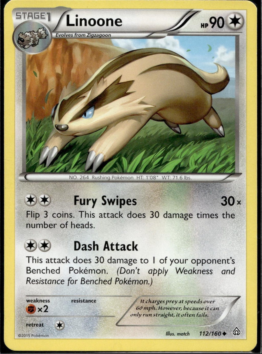 Linoone 112/160 PRC Primal Clash Pokemon Lightly Played