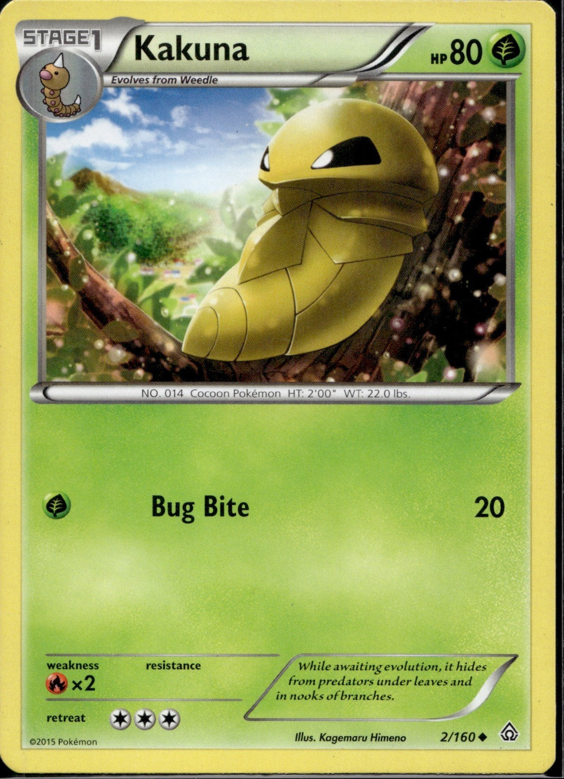 Kakuna 2/160 PRC Primal Clash Pokemon Lightly Played