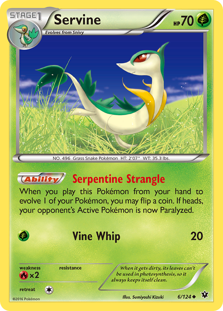 Servine 6/124 FCO Fates Collide Pokemon Lightly Played