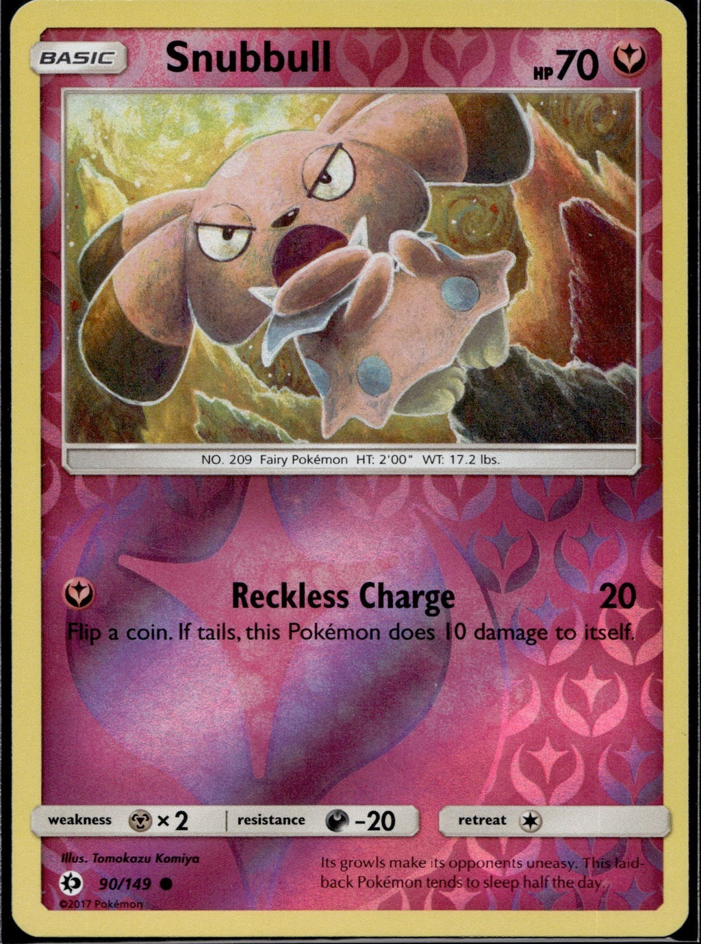Snubbull 90/149 SM01 SM Base Set Pokemon Reverse Holo Lightly Played