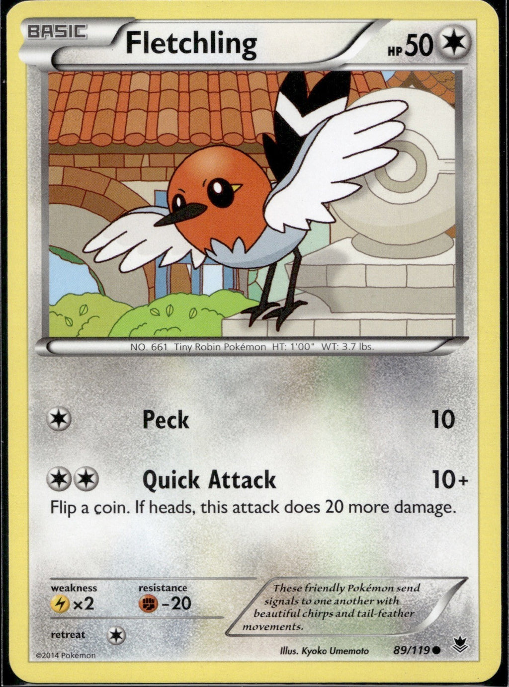 Fletchling 89/119 PHF Phantom Forces Pokemon Lightly Played
