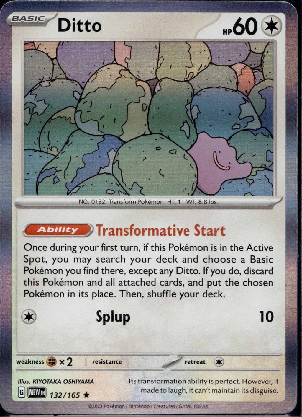 Ditto 132/165 MEW 151 Pokemon Holo Lightly Played