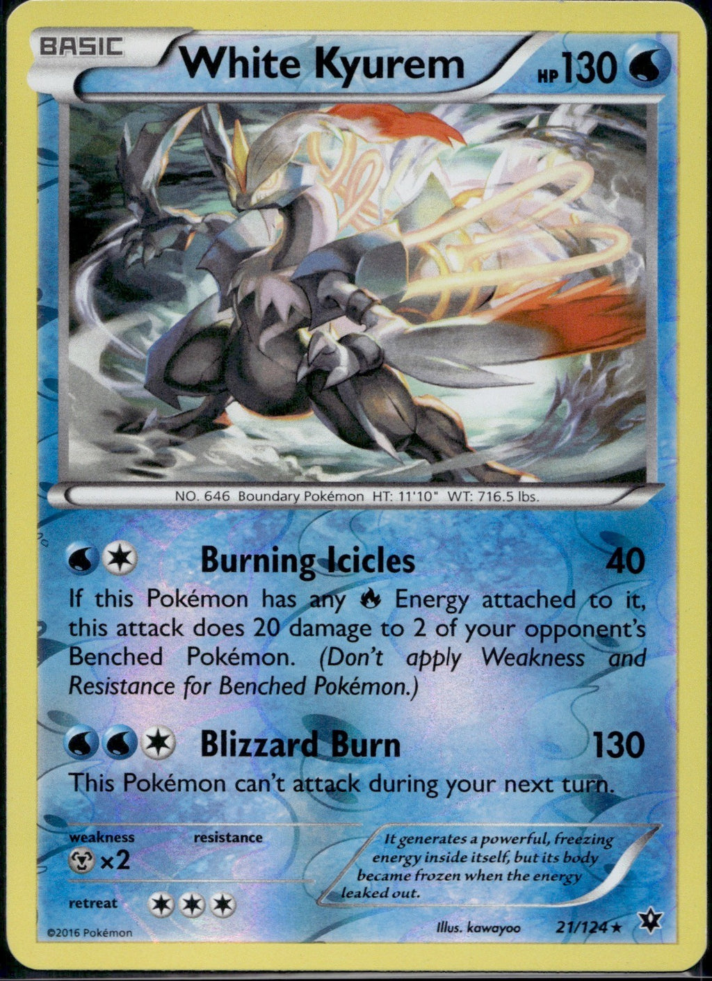 White Kyurem 21/124 FCO Fates Collide Pokemon Reverse Holo Lightly Played