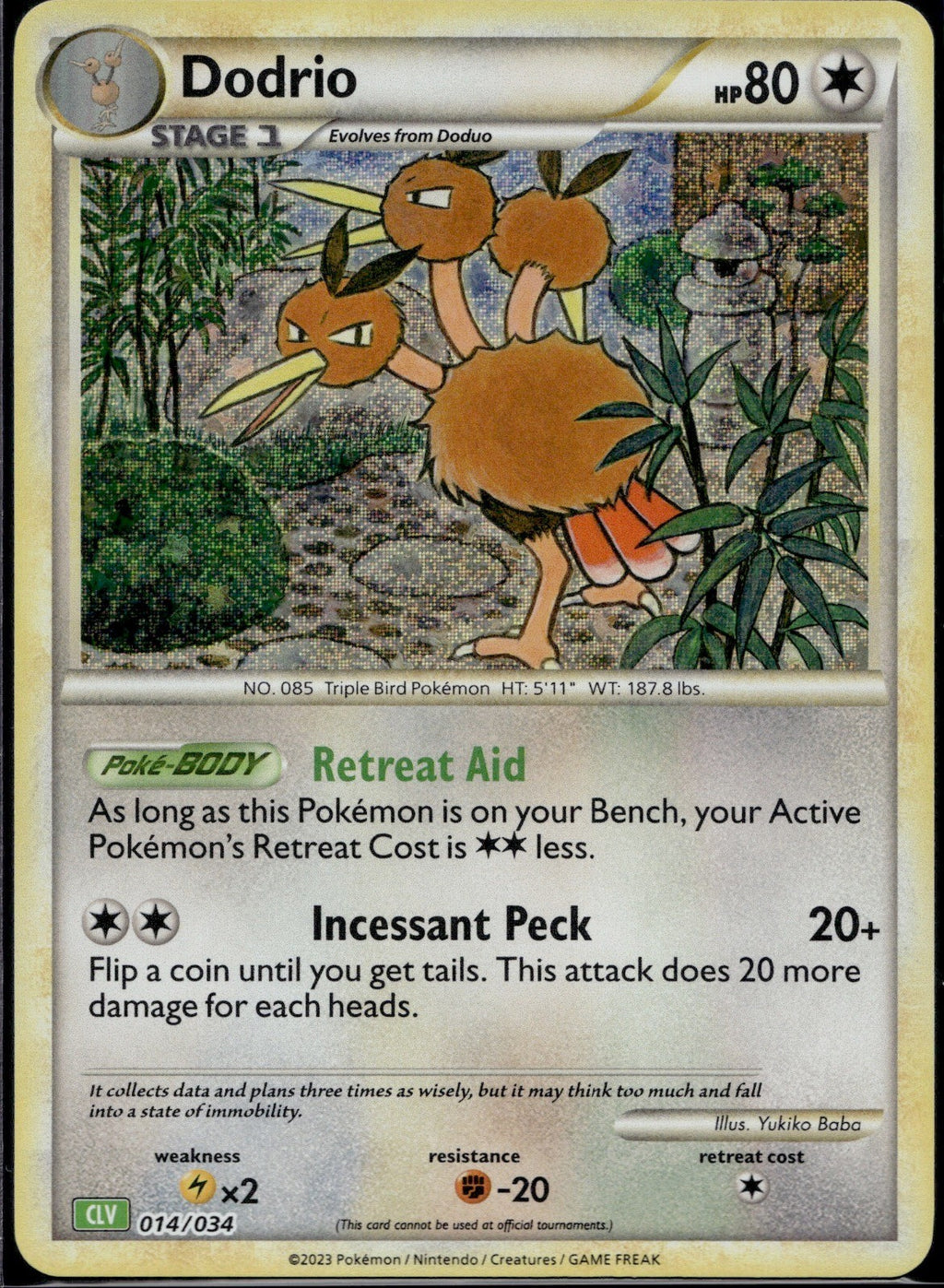 Dodrio 014/034 CL Trading Card Game Classic Pokemon Holo Near Mint