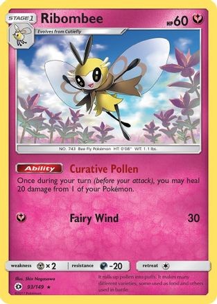 Ribombee 93/149 SM01 SM Base Set Pokemon Holo Lightly Played