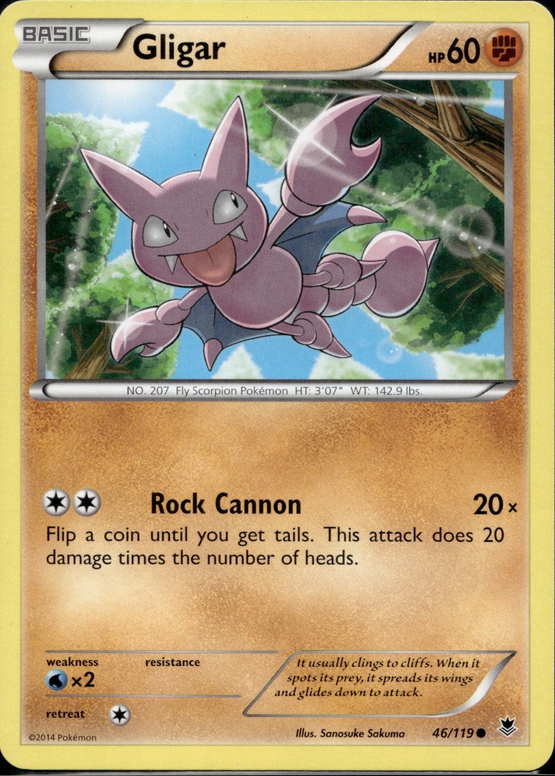 Gligar 46/119 PHF Phantom Forces Pokemon Lightly Played