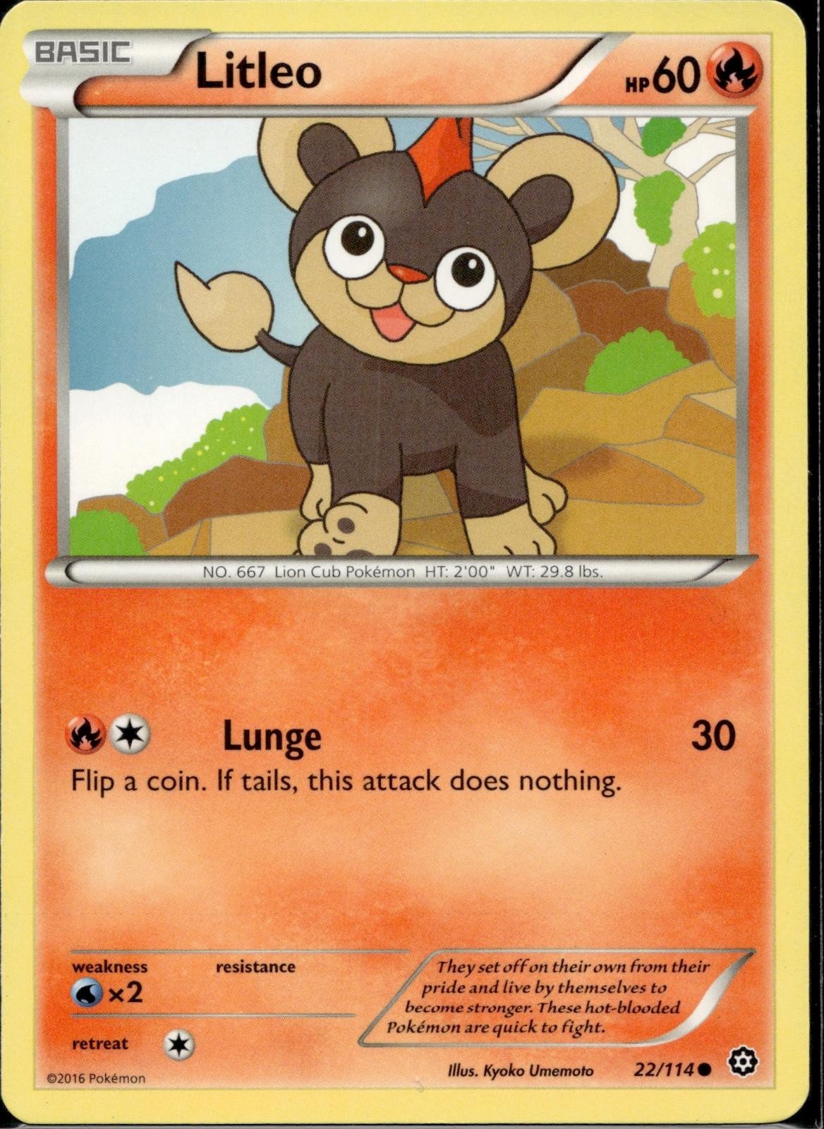 Litleo 22/114 STS Steam Siege Pokemon Lightly Played