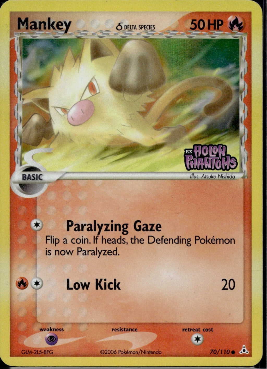 Mankey 70/110 HP Holon Phantoms STAMPED Pokemon Reverse Holo Lightly Played