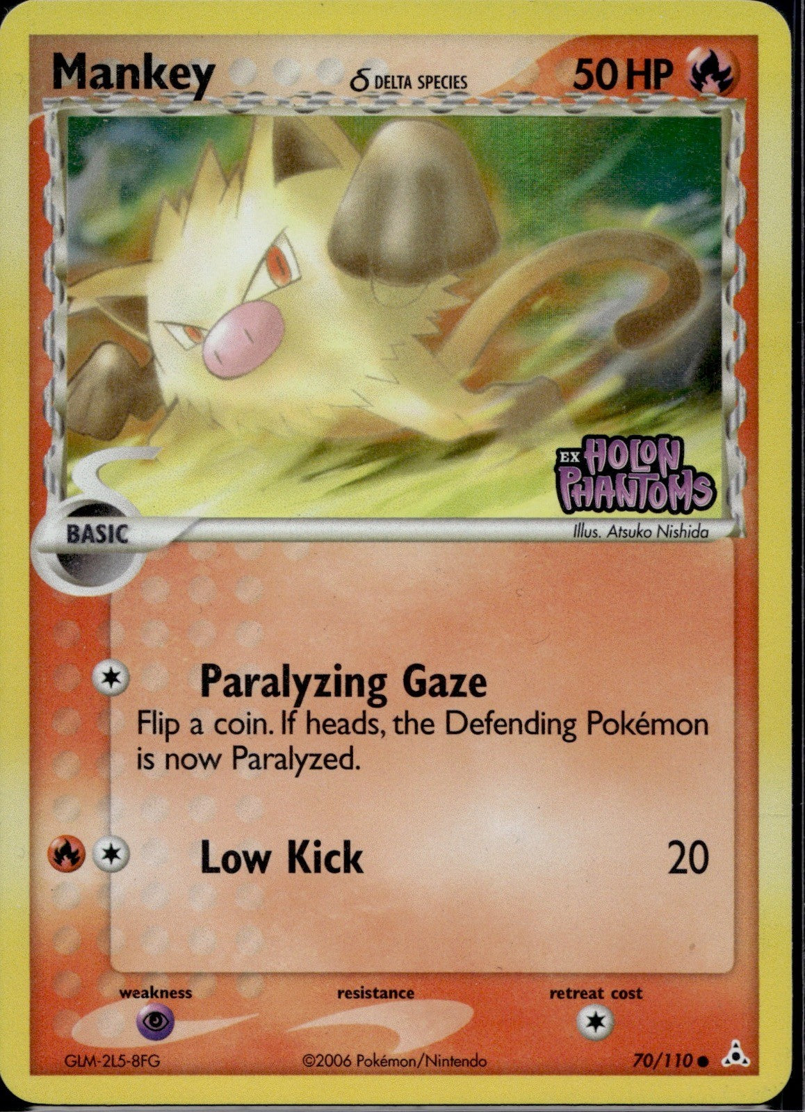 Mankey 70/110 HP Holon Phantoms STAMPED Pokemon Reverse Holo Lightly Played