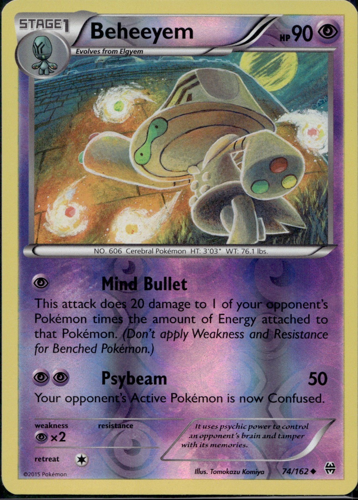 Beheeyem 74/162 BKT BREAKthrough Pokemon Reverse Holo Lightly Played