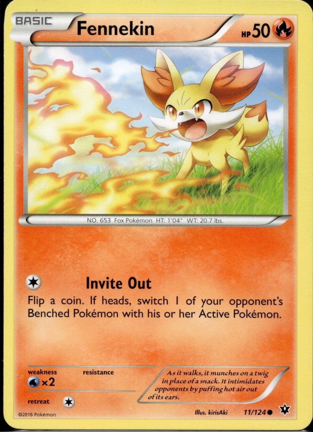 Fennekin 11/124 FCO Fates Collide Pokemon Lightly Played