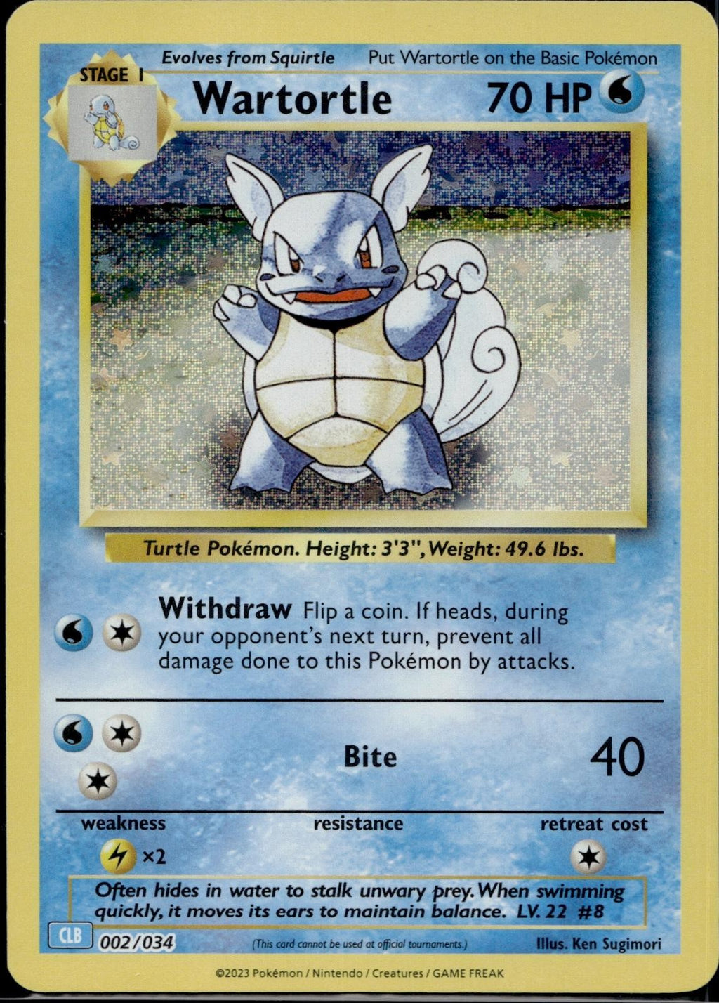 Wartortle 002/034 CL Trading Card Game Classic Pokemon Holo Near Mint