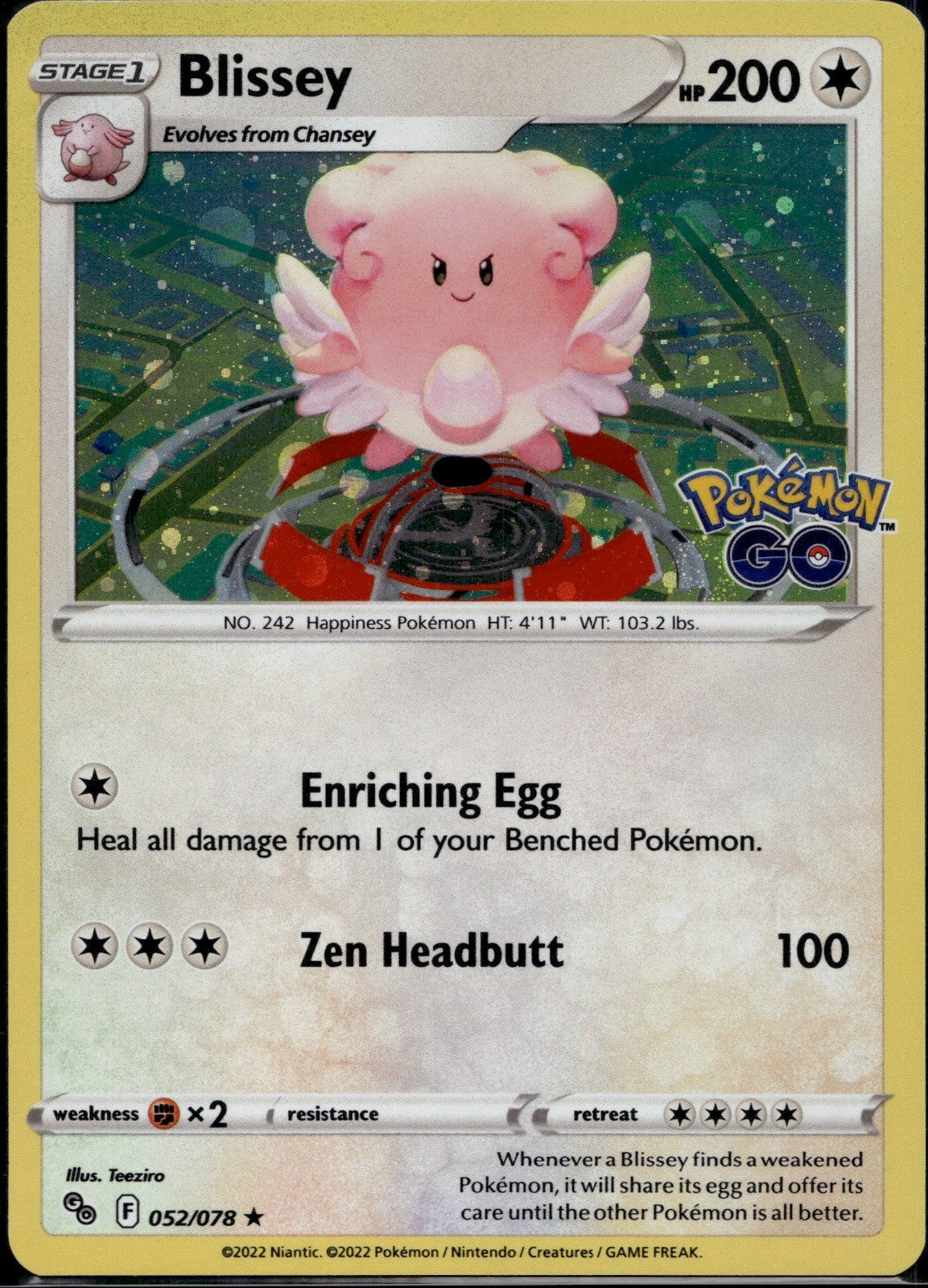 Blissey (Cosmos Holo) 052/078 STAMPED Pokemon GO Promo Pokemon NM/M