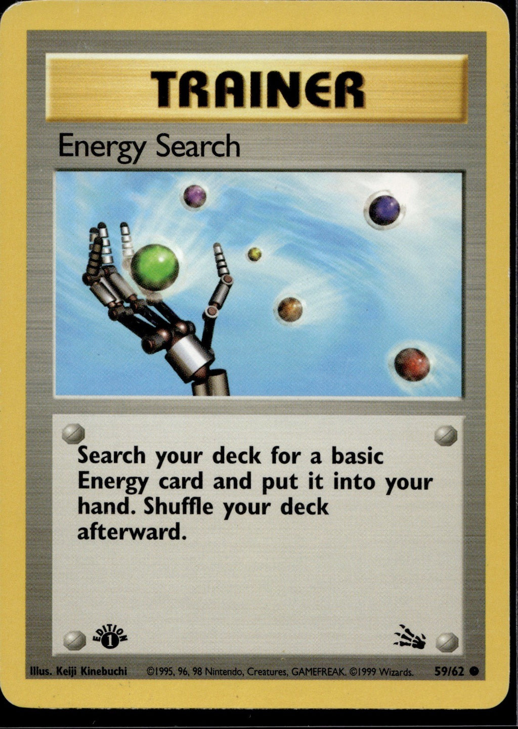 Energy Search 59/62 FO Fossil Pokemon 1st Edition Lightly Played