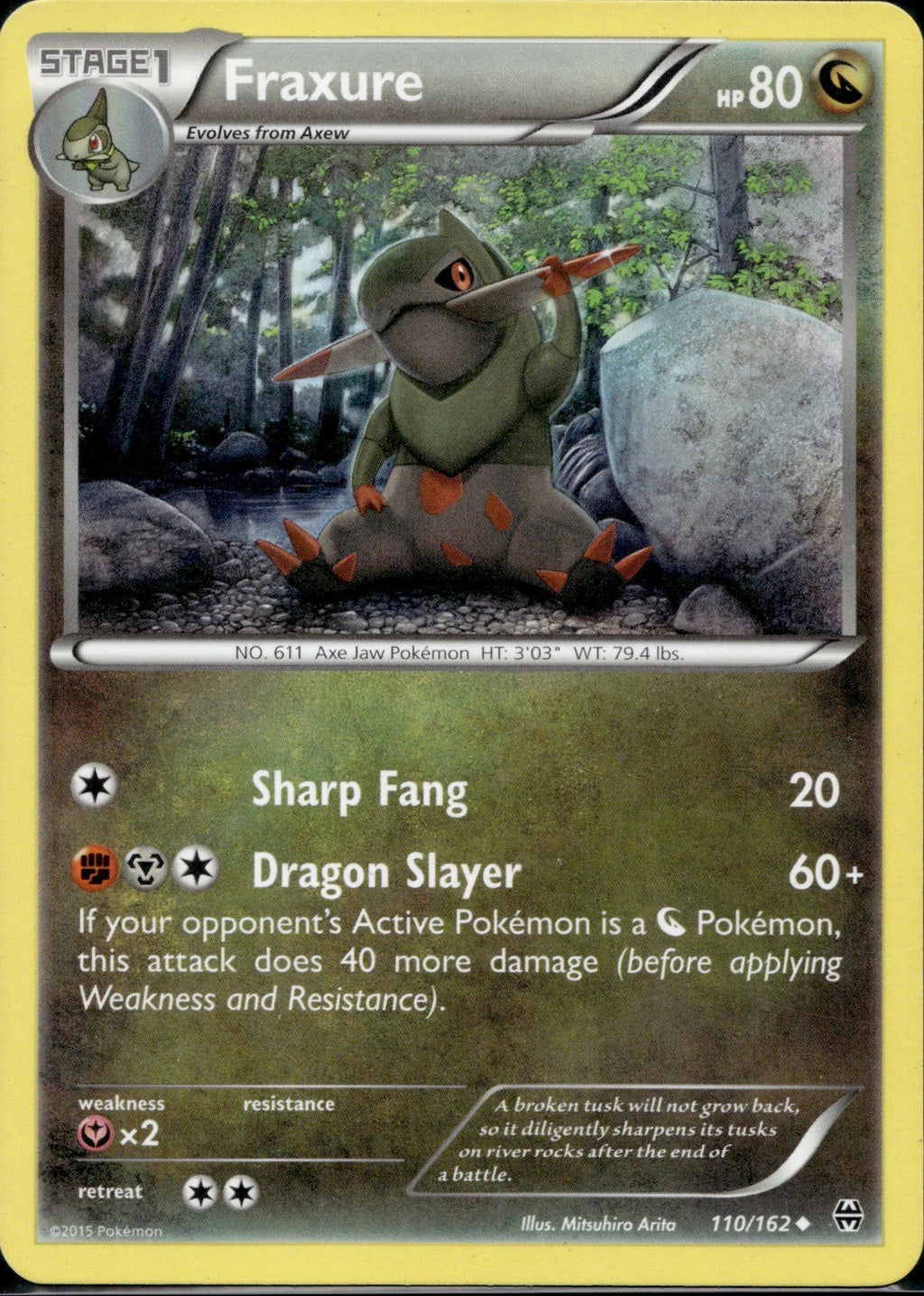 Fraxure 110/162 BKT BREAKthrough Pokemon Lightly Played