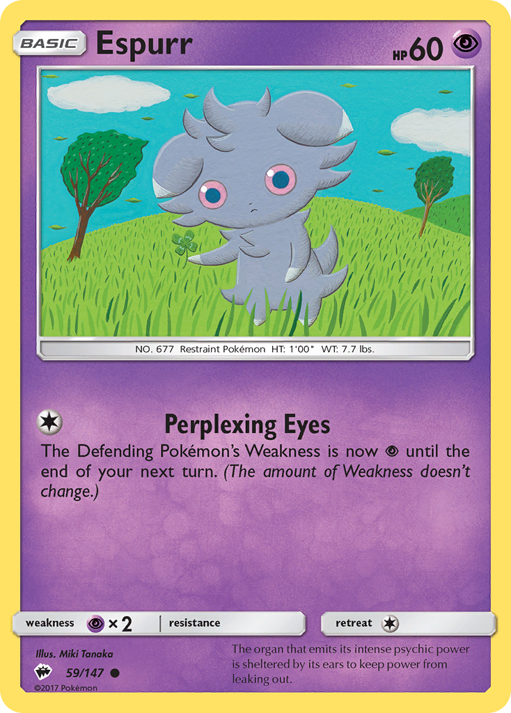 Espurr 59/147 BUS Burning Shadows Pokemon Lightly Played