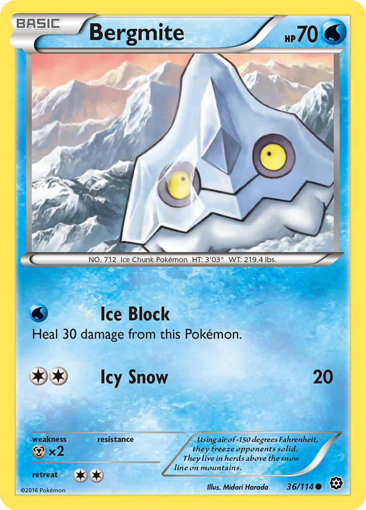 Bergmite 36/114 STS Steam Siege Pokemon Lightly Played