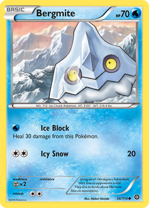 Bergmite 36/114 STS Steam Siege Pokemon Lightly Played