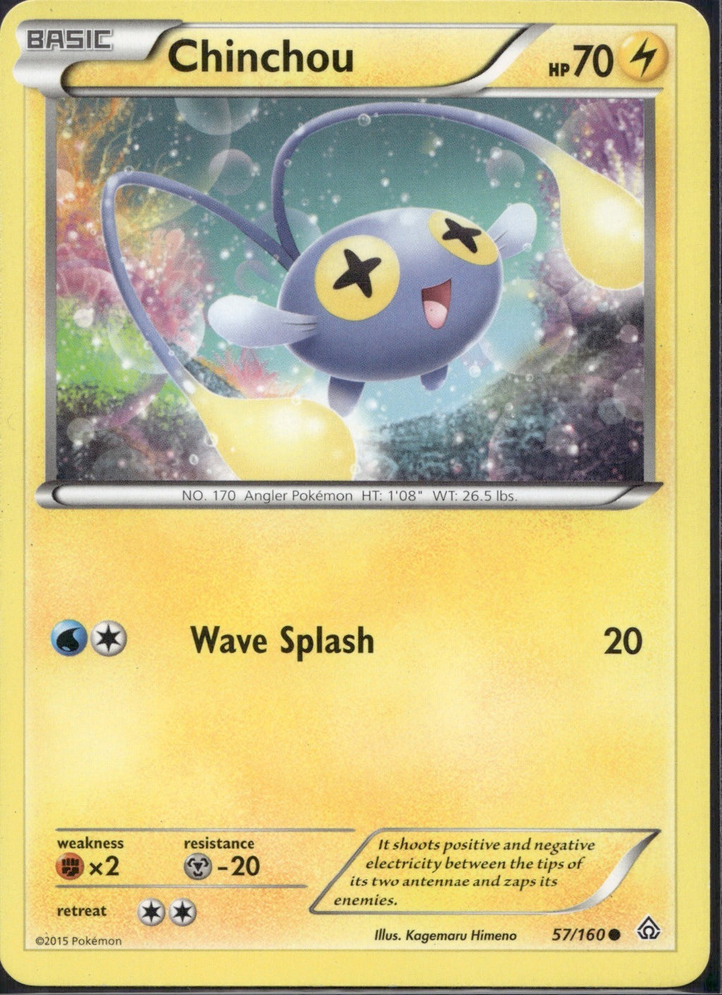 Chinchou 57/160 PRC Primal Clash Pokemon Lightly Played