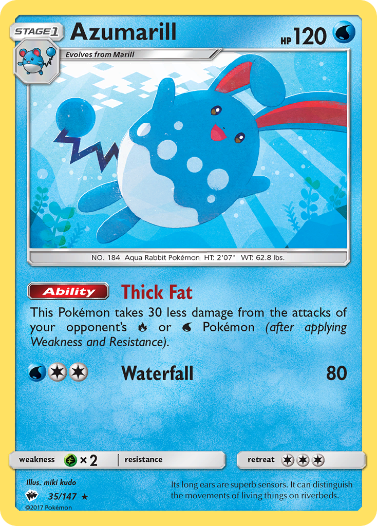 Azumarill 35/147 BUS Burning Shadows Pokemon Lightly Played