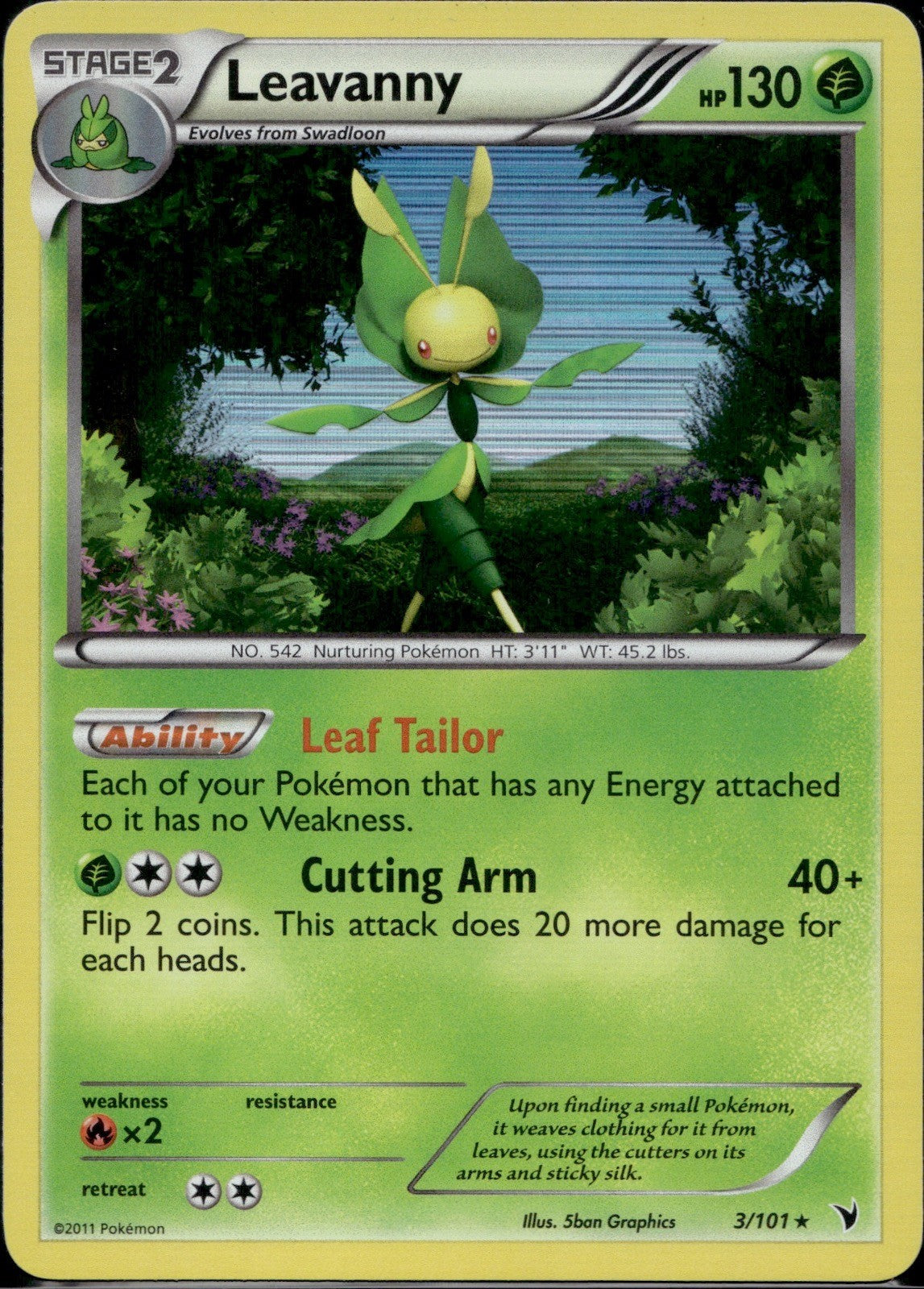 Leavanny 3/101 NVI Noble Victories Pokemon Holo Lightly Played