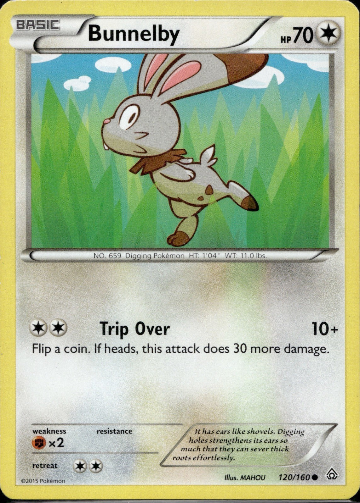 Bunnelby 120/160 PRC Primal Clash Pokemon Lightly Played