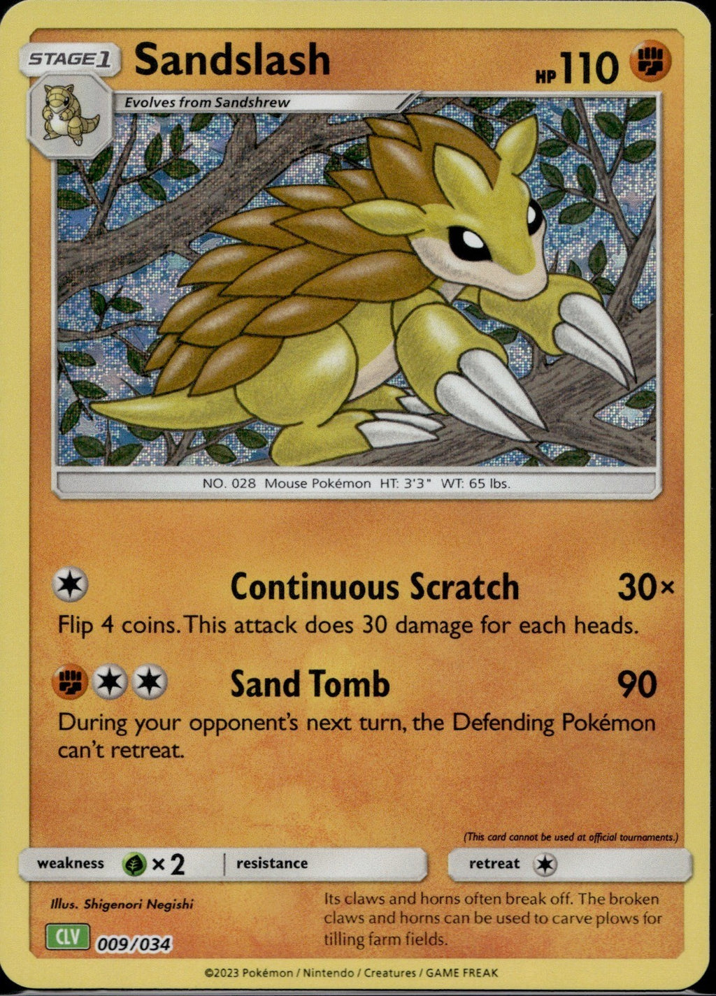 Sandslash 009/034 CL Trading Card Game Classic Pokemon Holo Near Mint