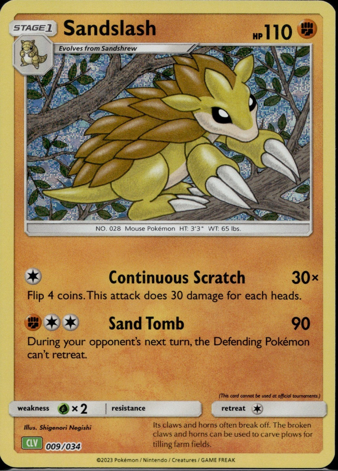 Sandslash 009/034 CL Trading Card Game Classic Pokemon Holo Near Mint