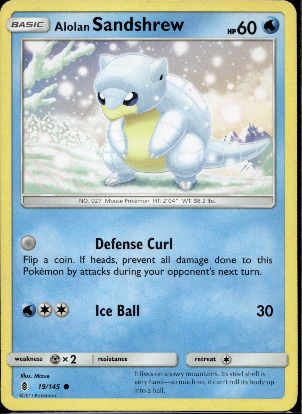 Alolan Sandshrew 19/145 SM02 Guardians Rising Pokemon Lightly Played